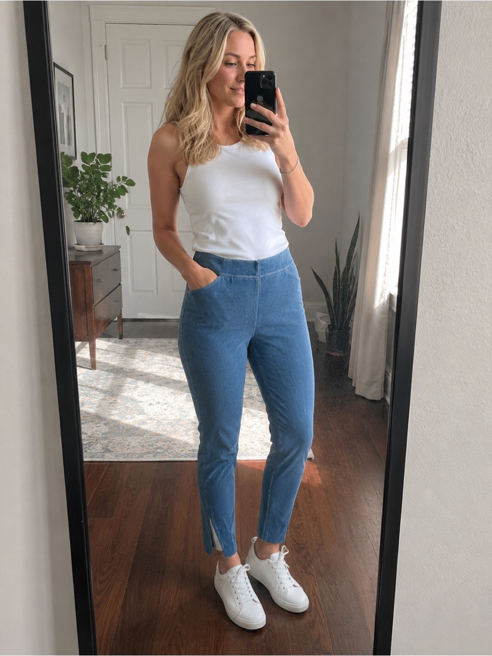 Lysse New York XL Pull On Denim Jeggings Slim Stretch Ankle Blue Jeans